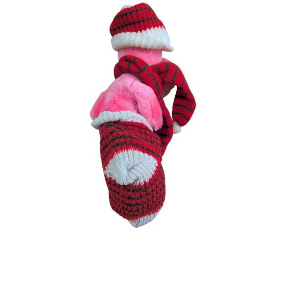 Vintage 1980 Mighty Star Pink Panther Plush Toy In Holiday Stocking 11" - Picture 3 of 7